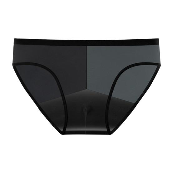 Men Briefs Mid-rise Perspective Thin Underwear with Separate Pouches Solid Color Soft Texture Breathable Elastic Panties