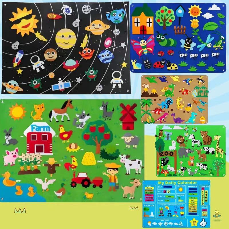 

Children Teaching Felt Board Set Kids Early Learning Interactive Toy Education Style A