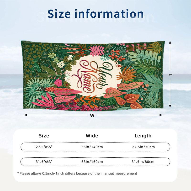 Decorative Artwork Theme Beach Towel Personalized Custom Name & Text Soft Quick Dry Beach Towel for Swimming Travel