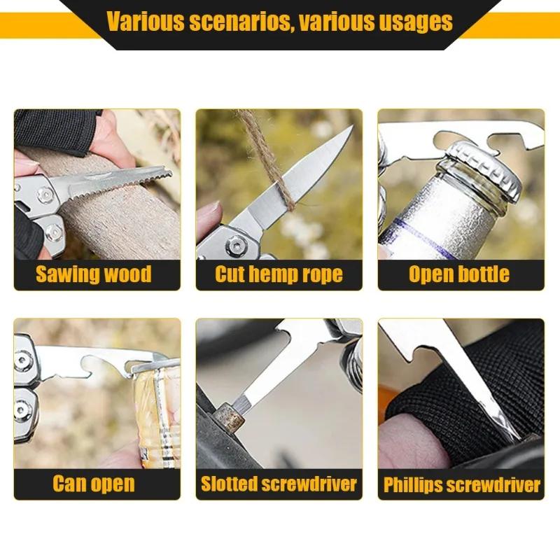 Stainless Steel Multi-tool Pliers Outdoor Combination Knife PliersMulti-purpose Pliers Tools Folding Portable