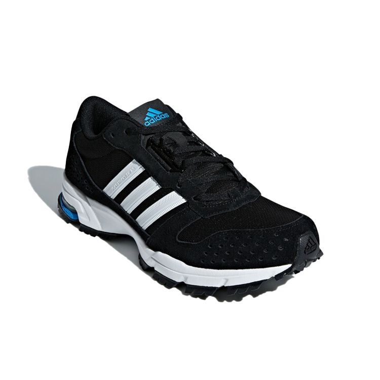 Adidas Marathon 10 Comfortable Fabric Suede Low Top Running Shoes Men Sneakers Black White Blue AC8600