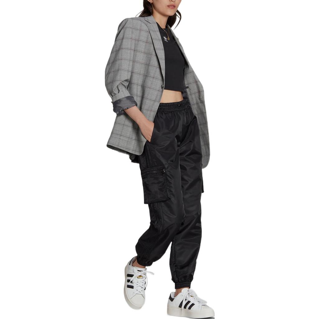 adidas Joggers Originals Trèfle Couleur Unie Logo de Poche Bas Femme Noir HL9067
