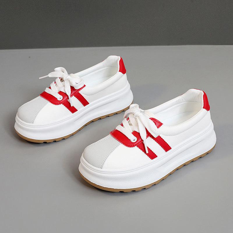 fashion Women s Vulcanize Shoes 2024 Spring Summer Korean Style Breathable Colorblock Thick-soled Platform Sneakers Wear-resistant 35 красный 4589₽
