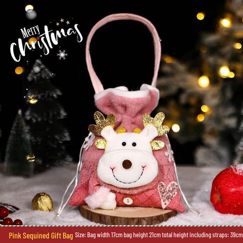 Three-Dimensional Santa Claus Burlap Backpack Candy Bag - Large Christmas Gift Decoration