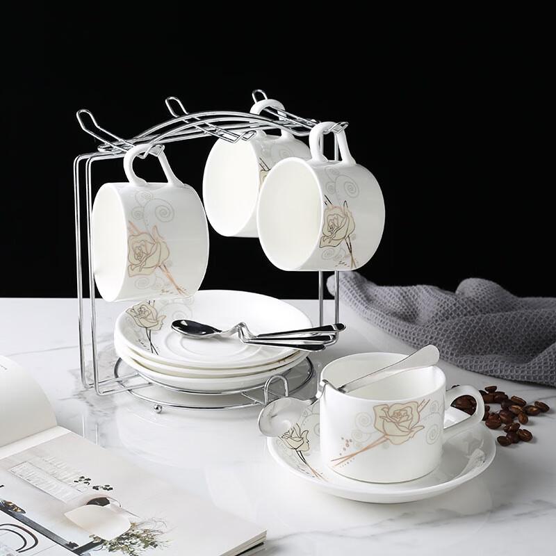 Zhaoran Golden Rose Ceramic Coffee Cup Set