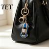 Small Gift for Friends Sports Car Keychain with Sparkling Rhinestones, Durable Zinc Alloy Enthusiasts Stylish Pendant, Decorative Compact Key