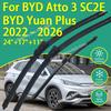 Front Rear Silicone Coating Wipers for BYD Atto 3 SC2E Yuan Plus - 2026 Car Wiper Windshield Windscreen Blades Accessories