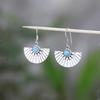 Larimar Gemstone Fan Earring 925 Sterling Silver Handmade Jewelry Women Earring