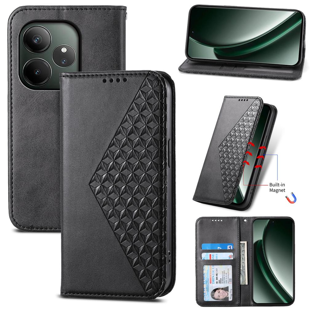 For Realme GT 6 5G Case Calf Texture PU Leather Phone Cover with Wallet
