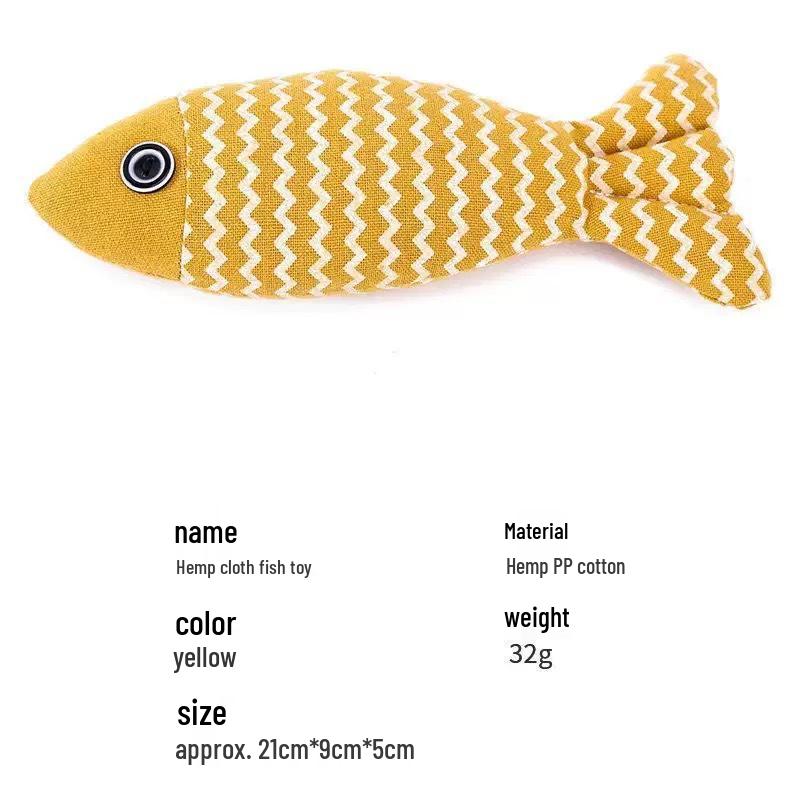 Catnip Burlap Fish Toy: Self-Entertainment, Chewing-Resistant, Teeth-Grinding Teaser for Cats.
