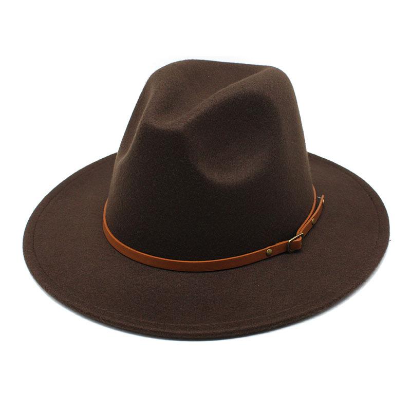 British Jazz Hat Season Wool Hat Simple Felt Big Eave Hat Tide Flat Edge Hat