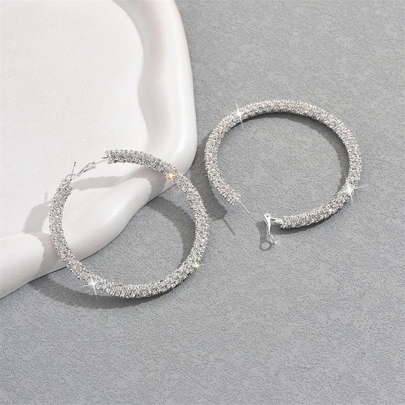 Big Full Crystal Circle Hoop Earrings For Women Party Wedding Accessories Boucle Oreille Femme