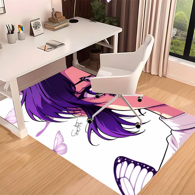 Demon Slayer Shinobu Kocho Printed Absorbent Washable Carpet, Non-Slip Bathroom Mats, Kitchen Rugs, Yoga Mat,Living Room Entrance, Camping Picnic Rugs