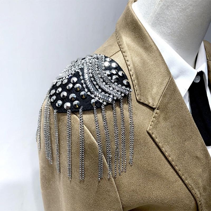 Metal Shoulder Embellishments Crystals Fringes Decorations For Evening Gowns And Handmade Craft