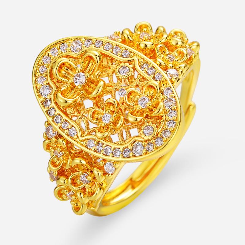 Live Broadcast Live Osmanthus Diamond-Inlaid Flower Ring - Chinese-Style Exquisite Hollow Design Women's Jewelry