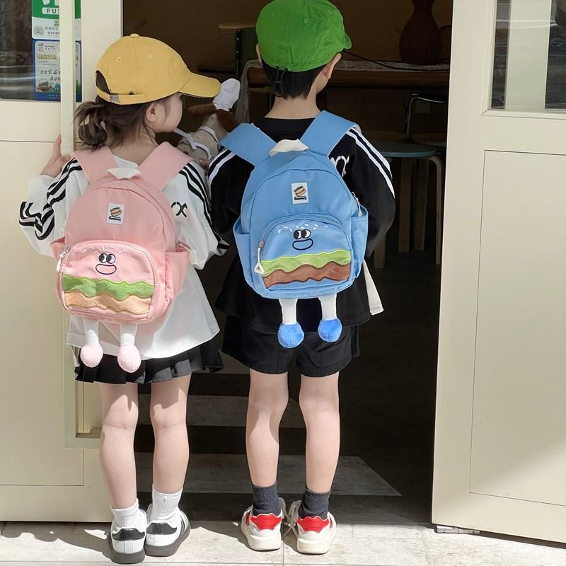 Cartoon Hamburger School Backpack Students Bag Breathable Outdoor Gift Travel