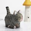 Håndlaget Treskjæring Kattunge Ornamenter Små dyr Kreativt Skrivebord Tre Kattdekorasjonshåndverk