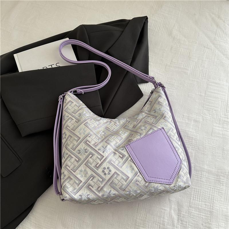 

New Chinese style national style bag women s 2025 new summer popular fashion shoulder bag large capacity commuter armpit bag фиолетовый