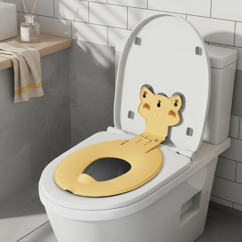 Tragbarer faltbarer Cartoon- Töpfchensitz Wiederverwendbarer waschbarer Toilettentrainingssitz für Kinder Reise Zuhause Badezimmergebrauch
