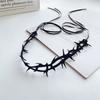 Dark tie Goth style personality fashion suede black thorn roleplay witch masquerade ball Strap choker Choker collar necklace gir