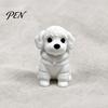 Matte Textuur Hond Figuur 3D Geprint Zittend Figuur, Mini Wit Beeldje voor Bureau Industriële Stijl Huisdier Decor Decor, Moderne Dier Vorm Ornament Huis