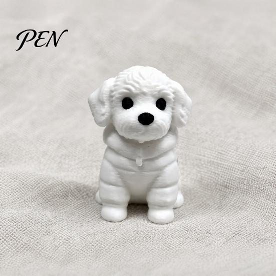 Matte Textuur Hond Figuur 3D Geprint Zittend Figuur, Mini Wit Beeldje voor Bureau Industriële Stijl Huisdier Decor Decor, Moderne Dier Vorm Ornament Huis