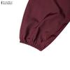 ZANZEA Women Casual Round Neck Solid Color Long Sleeve Loose Long Dress