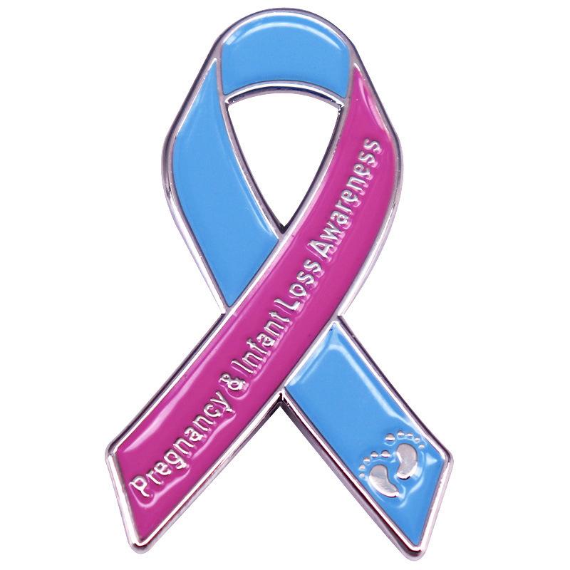 Design pink and blue ribbon breast health promotion logo brooch high-end sense versatile