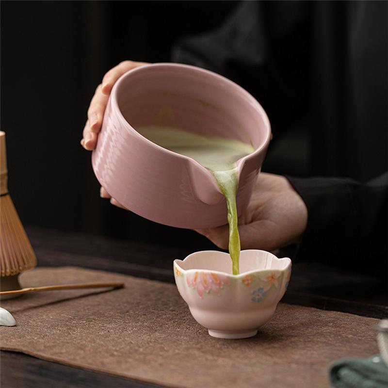 Pink Japanese Matcha Tea Set 8 Piece Matcha Powder Kit Matcha Bowl Set Whisk Accessoriesholder For Tea Lovers Tea-Making