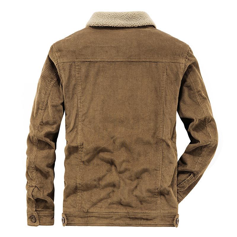 Corduroy Coat, Men's Autumn and Winter Cotton Coat, Large Size Cotton Coat, Loose Men's Clothing, Retro Velvet Thickened Cotton Coat