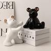 Creative Plating Bear Bookend Desktop Display Cartoon Animal Ceramic Bear Bookend Sculpture Crafts Entrance Ornaments Decoration