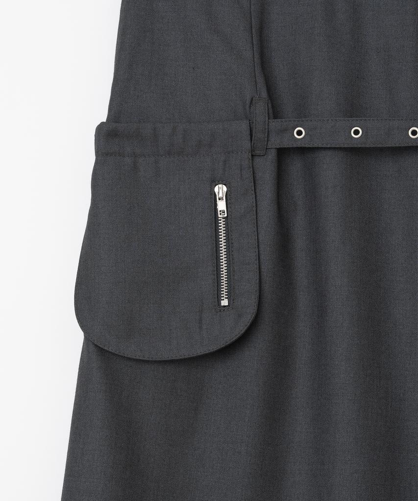 Milo Woman Belt Pocket Midi Skirt [Charcoal]