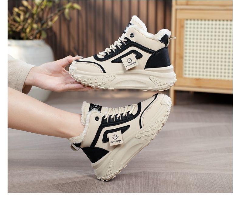 High-top Women's Shoes Winter New Trendy Winter Shoes Piled and Thickened Cotton Shoes Cold-proof and Warm Casual Thick-soled Short Boots