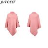 BITCED Autumn/Winter Women's Shawl Cape Sweater Solid-Colour High-Neck Knitted Cardigan
