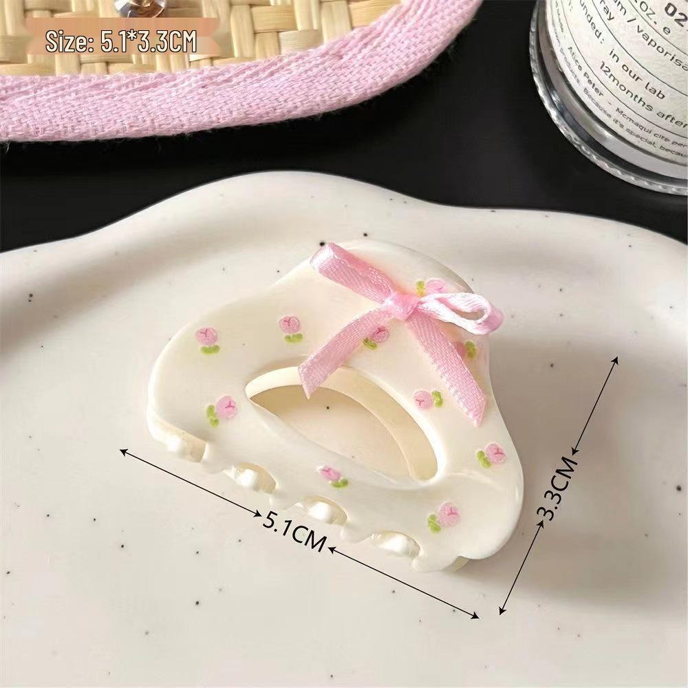 Koreanischer Eleganter Kürbisbogen Polka Dot Haarspange - Groß, Cremige Texturierte Hochsteckfrisur-Accessoire