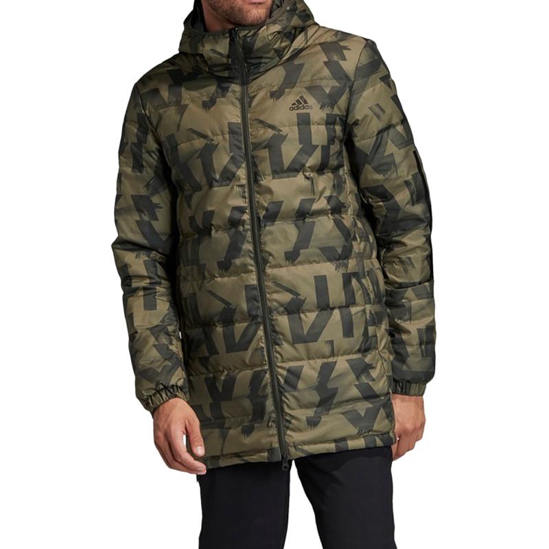 Adidas Down Jackets Men's Olive Brown Hooded Thickened Reversible FR6635