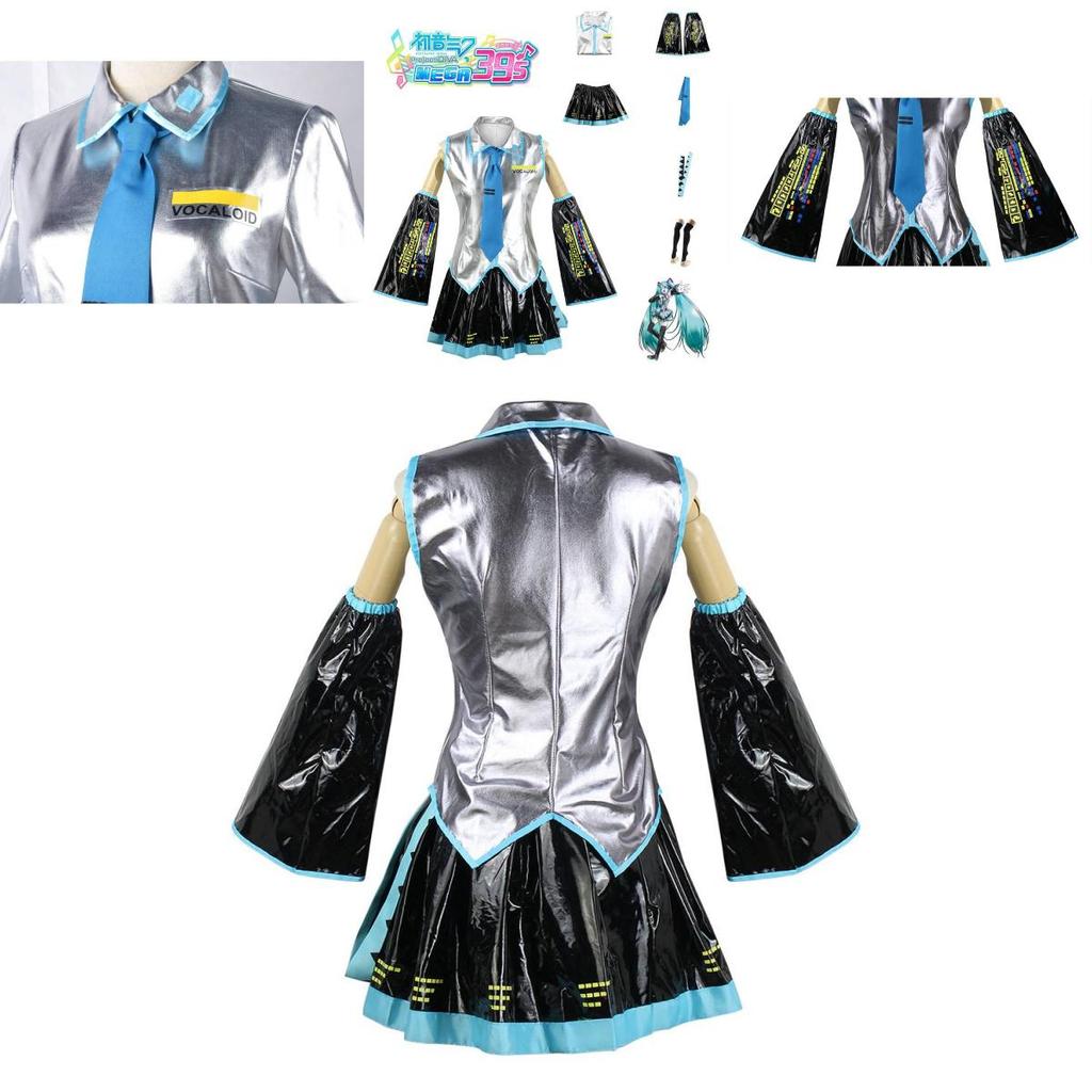 Hatsune Miku Vocaloid Pu Cosplay Top Kleid Krawatten Set für Weihnachtsshow