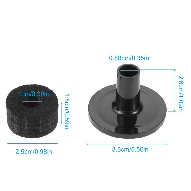15mm Thick Felt Washers and Plastic Long Flanged Cymbal Sleeves Plastic Long Cymbal Sleeves with Felt Washers