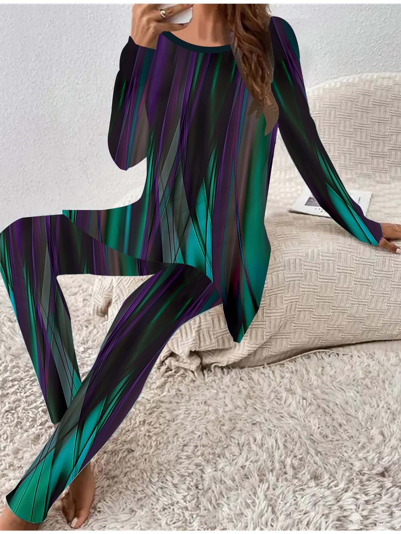 

Евро-американская мода 3D с ретро-принтом женский всесезонный комплект из двух предметов: футболка с длинным рукавом + длинные брюки. Идеальный подарок на Новый год и Рождество 8XL чёрный