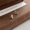 S999 Sterling Silver Asymmetrical Cat Bone Stud Earrings for Women - Cute, Small, and Exquisite Accessories for Ear Hole Care