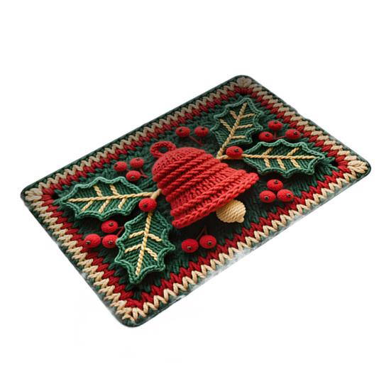Christmas Floor Mat 3D Effect Pattern Doormat Santa Welcome Mat Non-Slip Xmas Tree Snowman Floor Rug for Entryway Porch