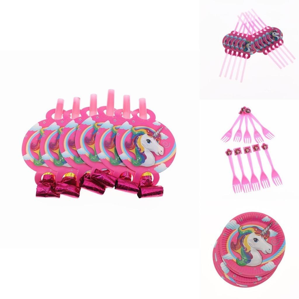 Magical Unicorn Kids Birthday Party Supplies Featuring Colorful Plates Cups And Banners