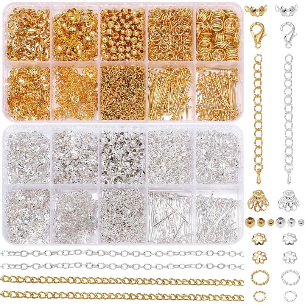 820Pcs Metal Jump Rings, Clasps Lobster Chain Spacer Beads Pin DIY Jewelry Accessories
