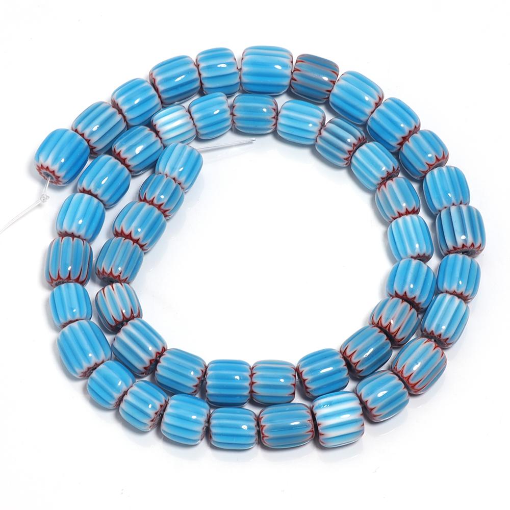 1 Strand 8mm Pumpkin Shape Lampwork Beads Cylinder Glazed Glass Beads For Diy Jewelry Making Necklace Bracelet  Accessories