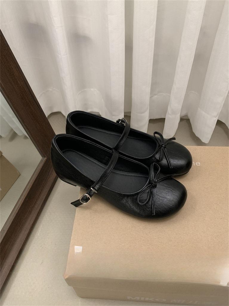 Inner Heightening Silver Bow Ballet Shoes Women's Shoes Spring Fairy Platform Mary Jane Shoes