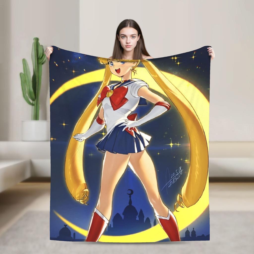 S-Sailor M-Moon Anime Blanket Camping Flannel Bedding Throws For Living Room Warm Soft Design Quality Bedspread Gift