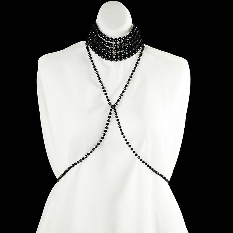 Bijoux de gilet en perles vintage tendance, chaîne d'épaule, accessoires de robe de mariée, collier de perles fait à la main, chaîne de corps en perles