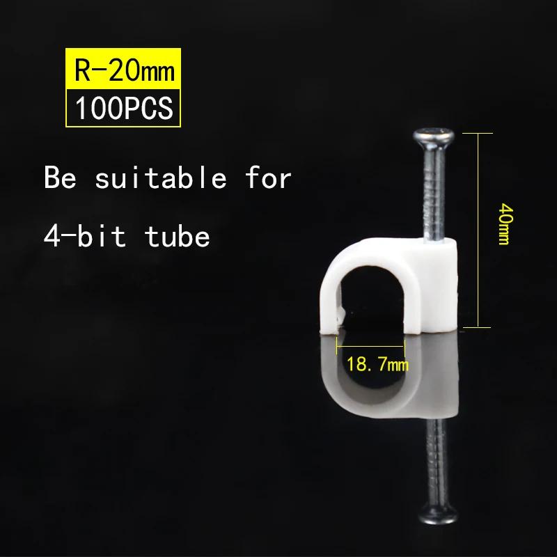 100pcs Cable Clips 4/6/8/10/12/14/16/20mm Cable Wire Clips Nail In Cable Clips Cable Tacks Coaxial Nail Clamps  Nails For Cords