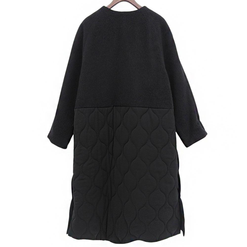 LE PHIL Women's Shaggy Quilted Long Coat, Black, Size 0, 534-9252003 Coat 0 blackUsed