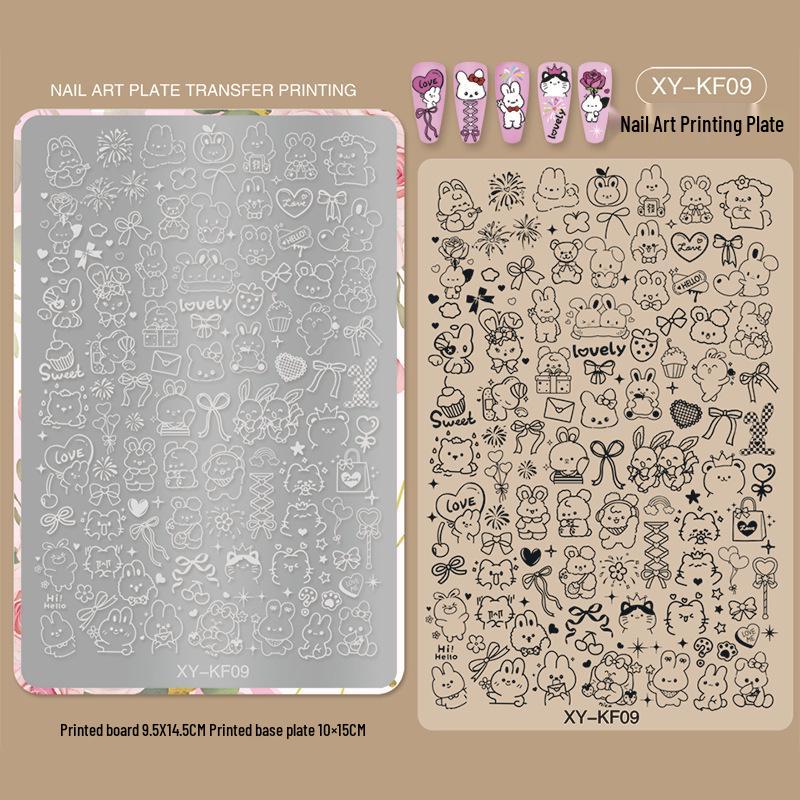 New Style Cross-Border Nail Art Stamping Template: Floral, Lace & Plaid Designs